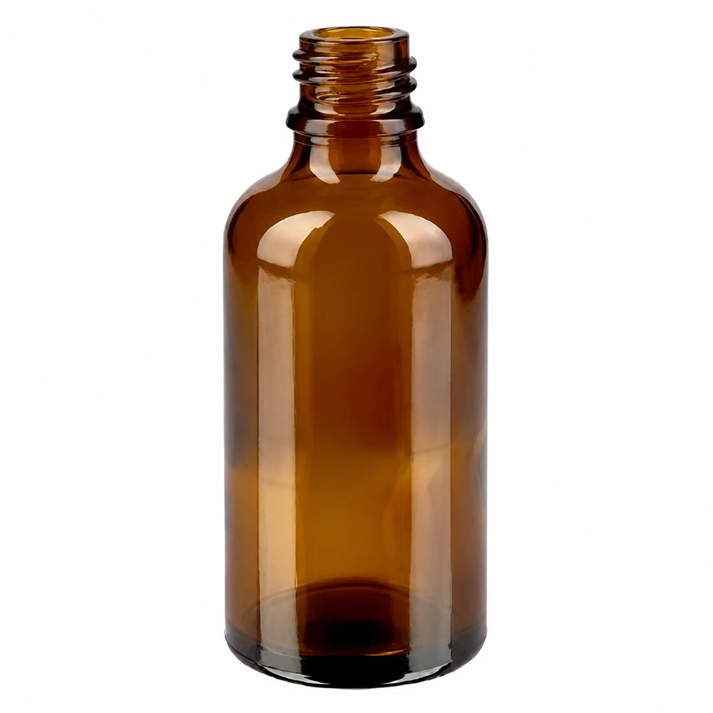 Brun glasflaska 50 ml med dropplock för eteriska oljor och kosmetika