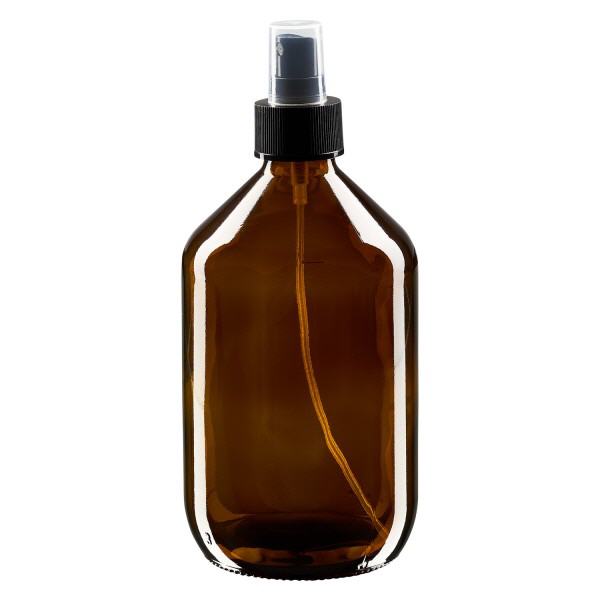 500ml medicinflaska brun, pumpförstärkare svart ApoGlas 500ml medicinflaska brun, pumpförstärkare svart ApoGlas