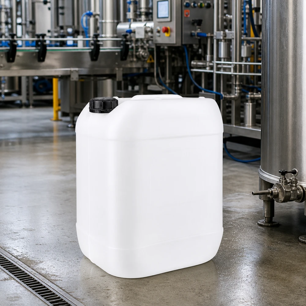 20-liters Dunk med skruvkork med sabotageskydd Livsmedelsgodkänd 20-liters plastdunk med originalförslutning för industri och näringsliv
