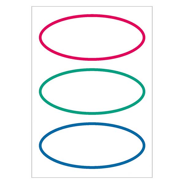 Universaletiketter trefärgade (18 klistermärken) 76x34mm Universaletiketter trefärgade (18 klistermärken) 76x34mm
