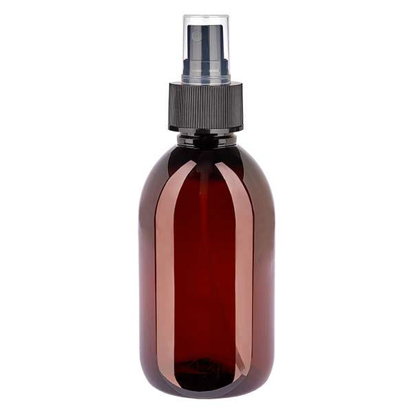 PET-flaska 250ml med finfördelare svart PET-flaska 250ml med finfördelare svart