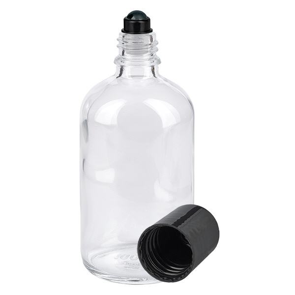 Apoteksflaska klar 100ml roll-on lock svart Apoteksflaska klar 100ml roll-on lock svart