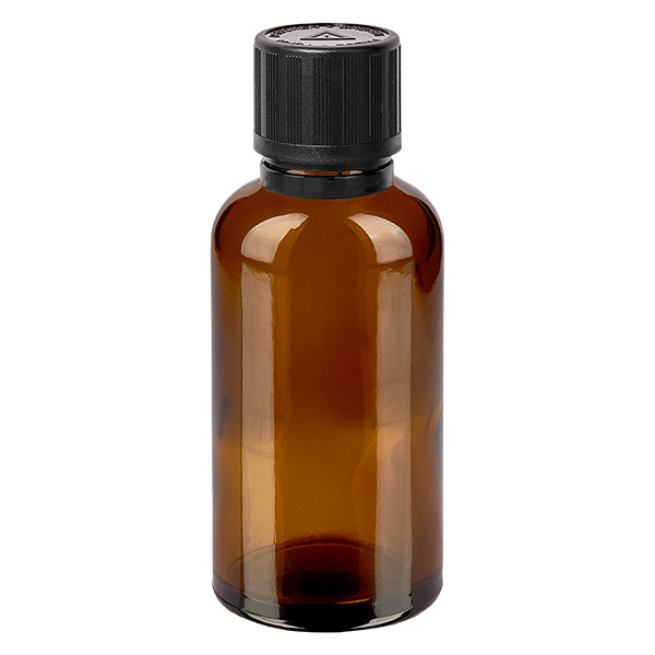 50ml Droppflaska 1mm svart säkerhetsförslutning Barnsäkerhetslås Blind varningssymbol BrownL. UT18/50