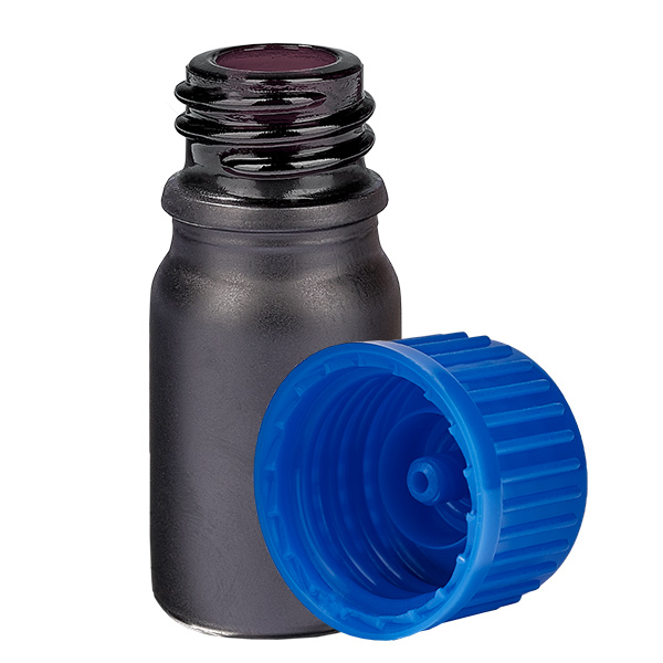 5ml flaska 11mm skruvkork blå standard BlackLine UT18/5 5ml flaska 11mm skruvkork blå standard BlackLine UT18/5