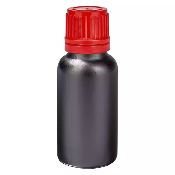 20ml flaska 11mm skruvkork röd sabotagesäker kapsyl BlackLine UT18/20 20ml flaska 11mm skruvkork röd sabotagesäker kapsyl BlackLine UT18/20