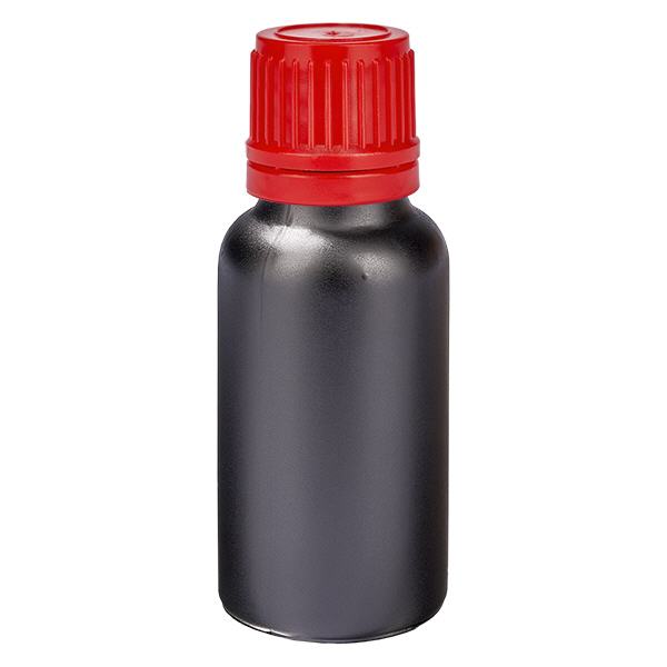 20ml flaska 11mm skruvkork röd sabotagesäker kapsyl BlackLine UT18/20 20ml flaska 11mm skruvkork röd sabotagesäker kapsyl BlackLine UT18/20