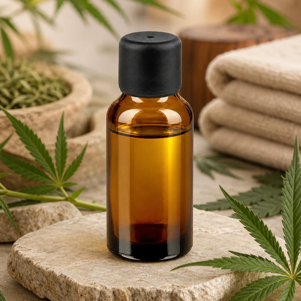 Premium 20 ml bärnstensfärgad glasflaska med droppsäkert svart lock för professionell användning