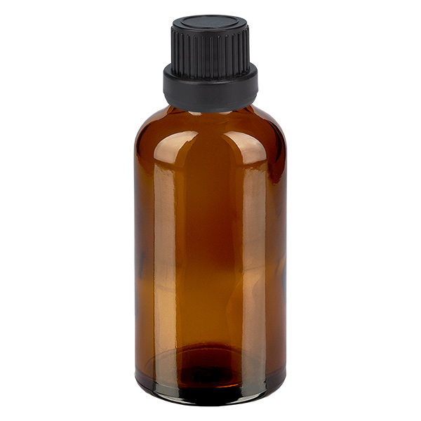 50ml Droppflaska 2mm svart säkerhetslock BrownLine UT18/50