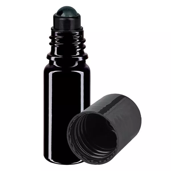 Apoteksflaska violett 10ml roll-on lock svart