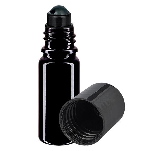 Apoteksflaska violett 10ml roll-on lock svart