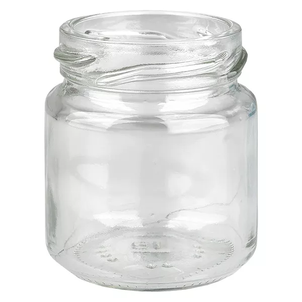 Glasburk 53ml klar, utan lock, tråd TO43 Glasburk 53ml klar, utan lock, tråd TO43