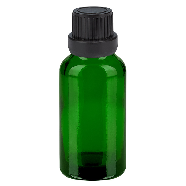 20 ml flaska 11mm skruvkork svart med sabotageskydd GreenLine UT18/20