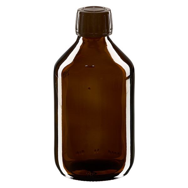 250 ml medicinflaska brun, brun kapsyl med säkerhetsring ApoGlas 250 ml medicinflaska brun, brun kapsyl med säkerhetsring ApoGlas