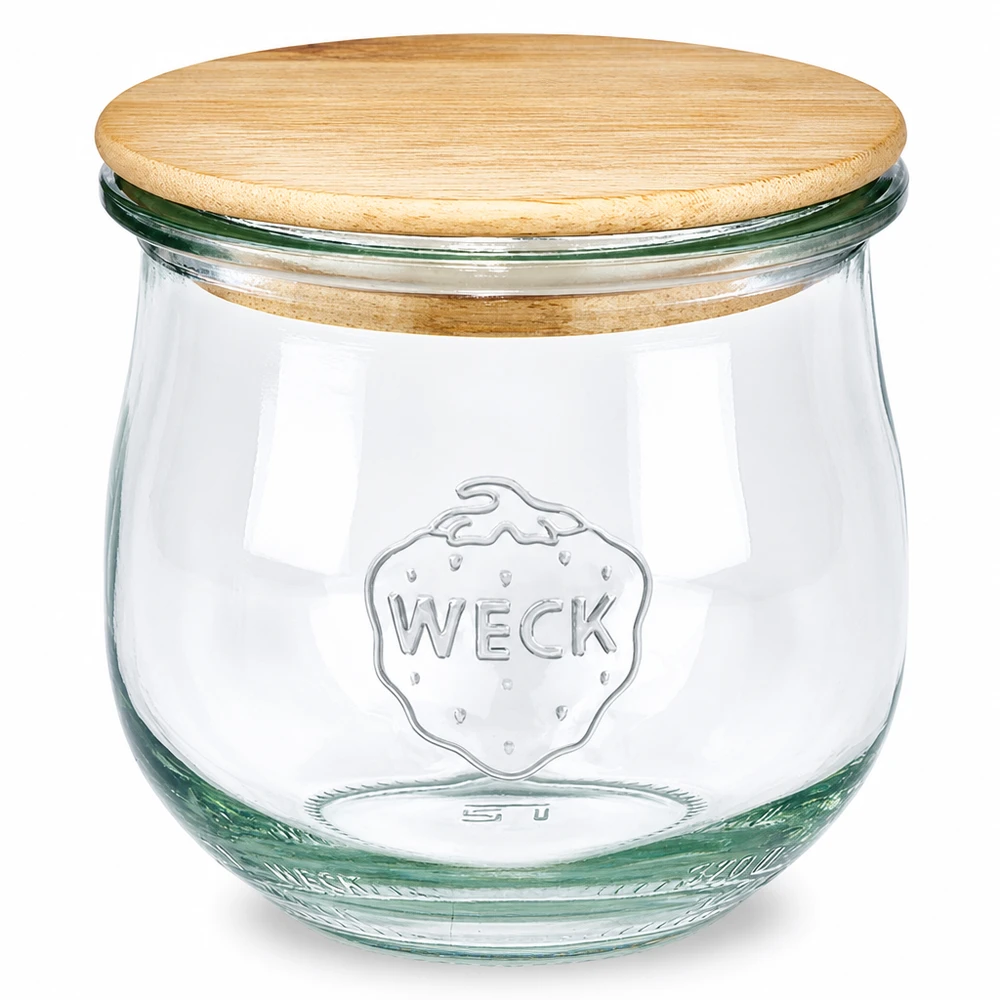 370ml tulpanburk WECK RR80 med trälock WECK tulpanburk 370ml RR80 med trälock Konserveringsburk med glaslock av naturligt trä