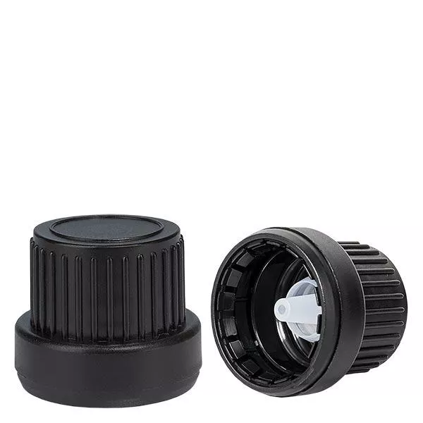 Dropplock 2mm topp svart 18mm med manipulationsskyddad förslutning