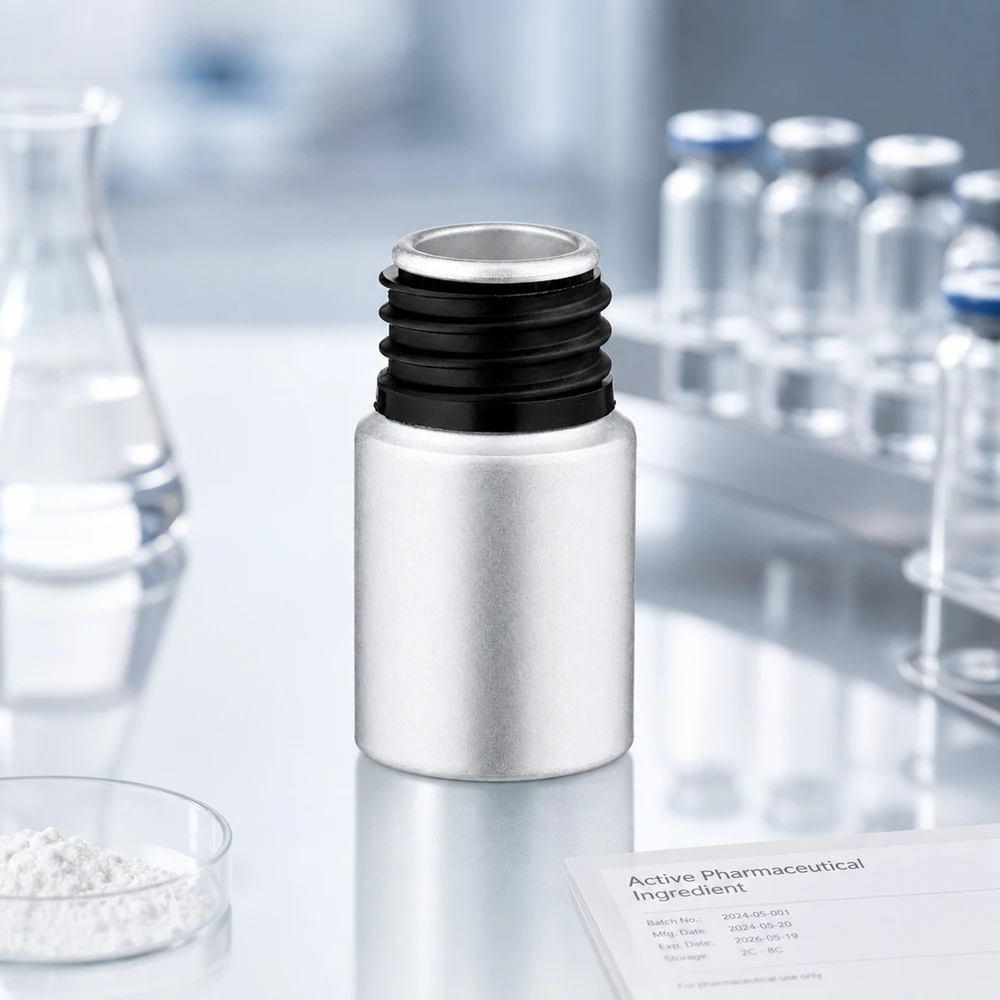 10 ml flaska i färgat aluminium 10 ml flaska i betat aluminium med svart gänginsats för farmaceutiska applikationer
