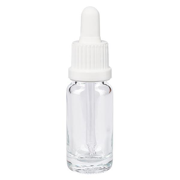 Apoteksflaska klar 10 ml pipett vit med säkerhetsförslutning Apoteksflaska klar 10 ml pipett vit med säkerhetsförslutning