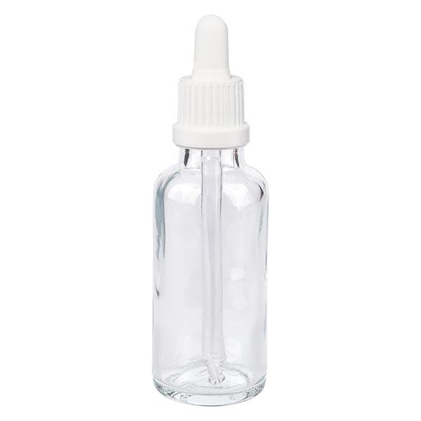 Apoteksflaska klar 30 ml pipett vit med säkerhetsförslutning Apoteksflaska klar 30 ml pipett vit med säkerhetsförslutning