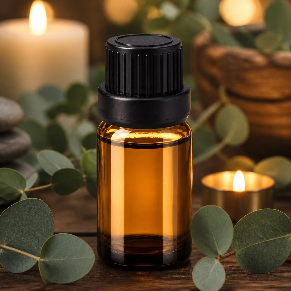 BrownLine glasflaska 5ml med svart lock för aromaterapitillämpningar