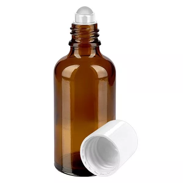 Apoteksflaska brun 50ml roll-on lock vit Apoteksflaska brun 50ml roll-on lock vit