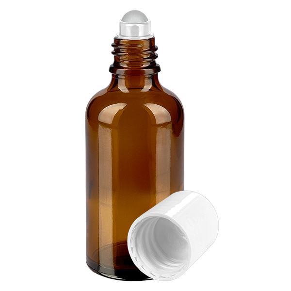 Apoteksflaska brun 50ml roll-on lock vit Apoteksflaska brun 50ml roll-on lock vit
