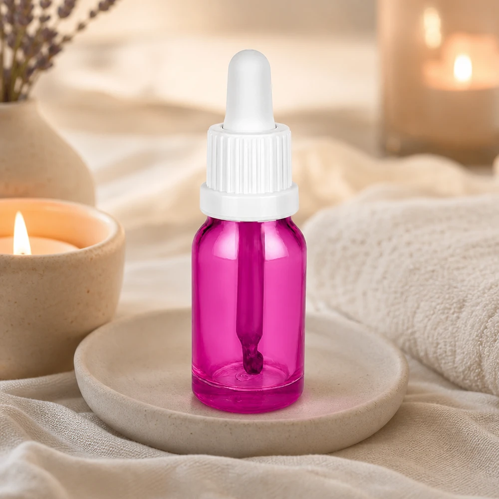 10ml pipettflaska vit Originality skruvkork PurpleLine UT18/10 Liten pipettflaska 10ml i elegant lila med praktisk dropplock OV PurpleLine UT18/10