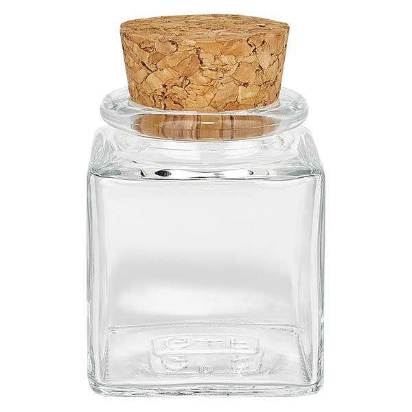 Quadratus 40ml klar, 28mm öppning, med kork 27,5/31,5