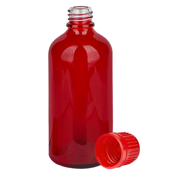 100ml flaska 11mm skruvkork röd sabotagesäker kapsyl RedLine UT18/100 100ml flaska 11mm skruvkork röd sabotagesäker kapsyl RedLine UT18/100