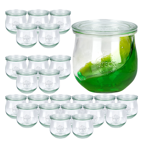 Set med 24 Weck-burkar à 370 ml med 24 glaslock Set med 24 Weck-burkar à 370 ml med 24 glaslock