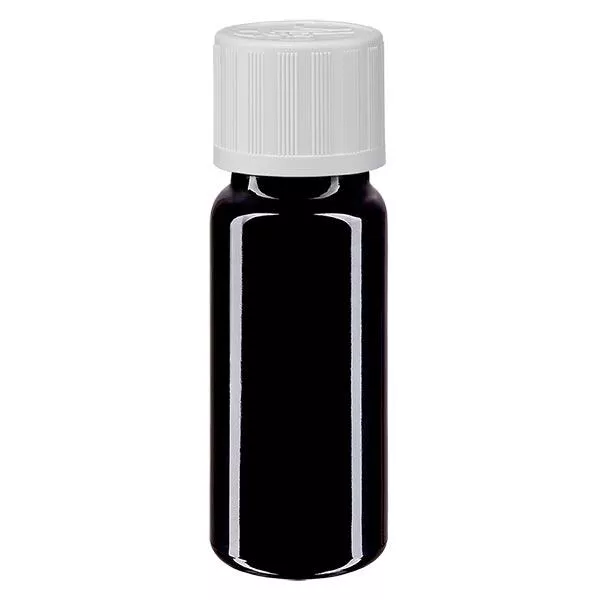 Apoteksflaska violett 10ml dropplock vit barnskyddande standard Apoteksflaska violett 10ml dropplock vit barnskyddande standard