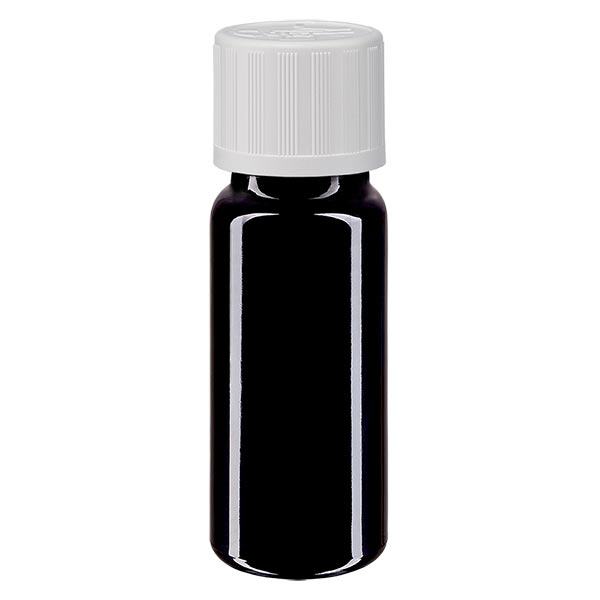 Apoteksflaska violett 10ml dropplock vit barnskyddande standard Apoteksflaska violett 10ml dropplock vit barnskyddande standard