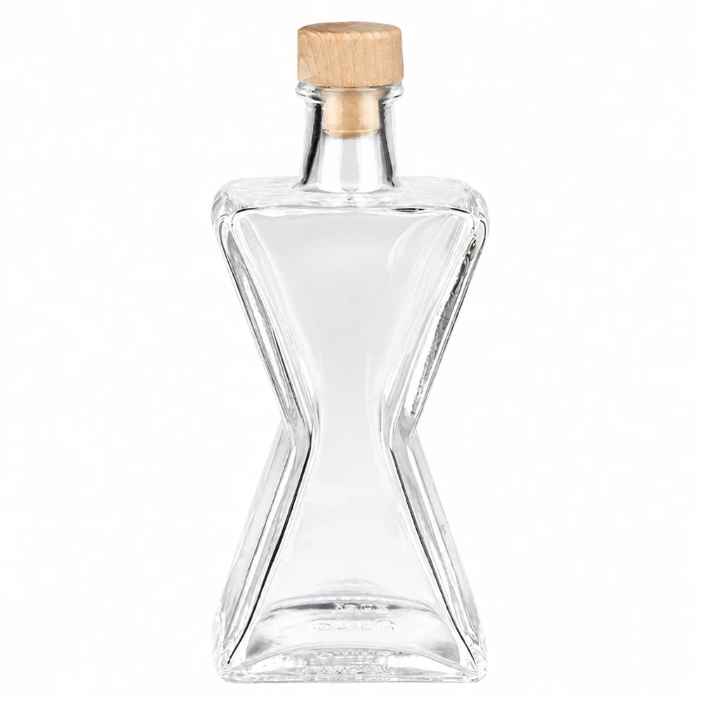 200 ml glasflaska Star med kork med trähandtag UNiTWIST® 200 ml glasflaska Stjärna med trähandtag kork UNiTWIST - elegant stjärnformad flaska av klarglas med träkork