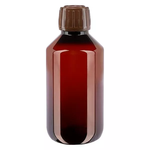 PET-flaska 200ml med brunt säkerhetslock