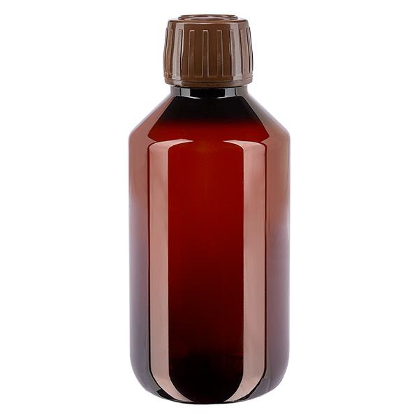 PET-flaska 200ml med brunt säkerhetslock PET-flaska 200ml med brunt säkerhetslock