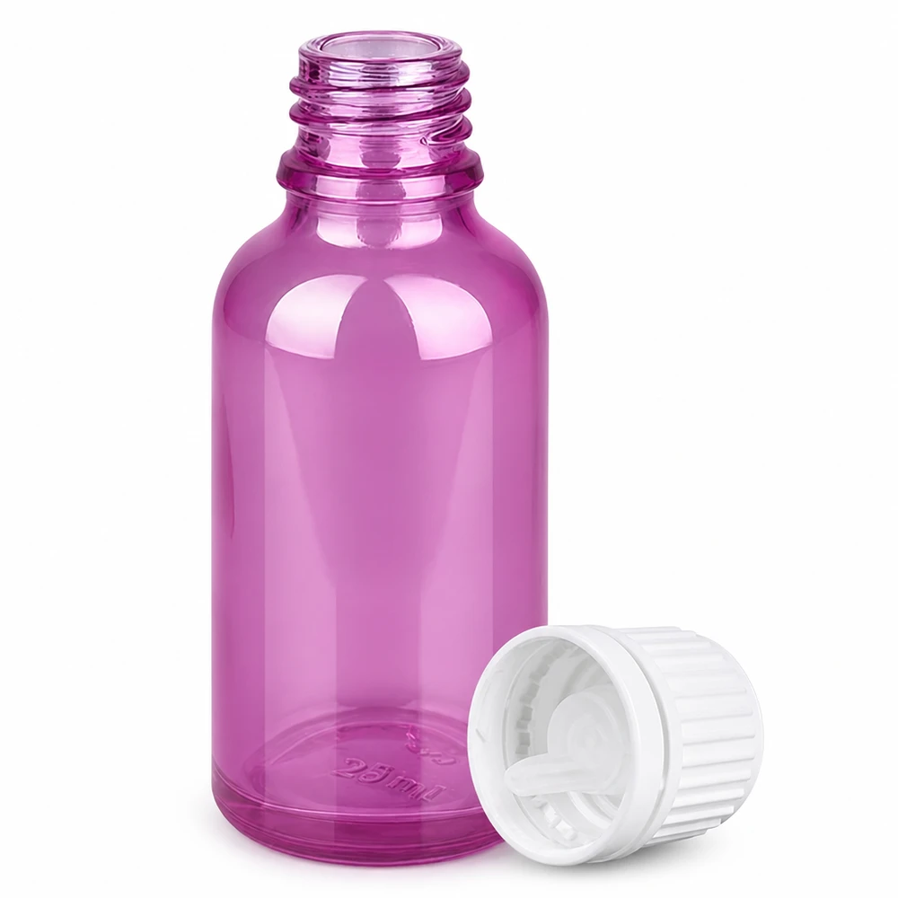 Lila 30 ml glasflaska med dropplock för eteriska oljor och kosmetika