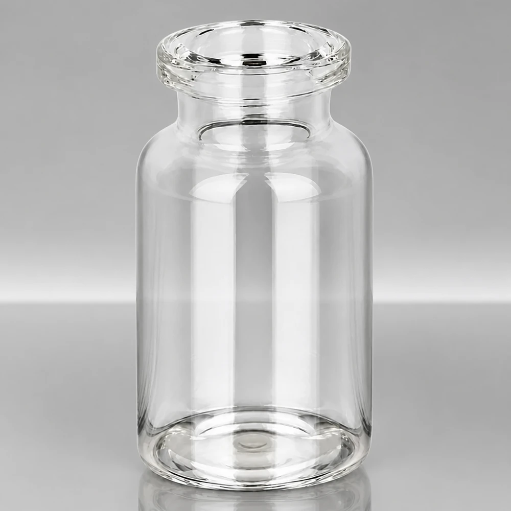 Injektionsflaska av klarglas 10ml Kleine Glasflasche 10ml für Injektionszwecke mit optisch klarer Wandung und präzisem Rollrand