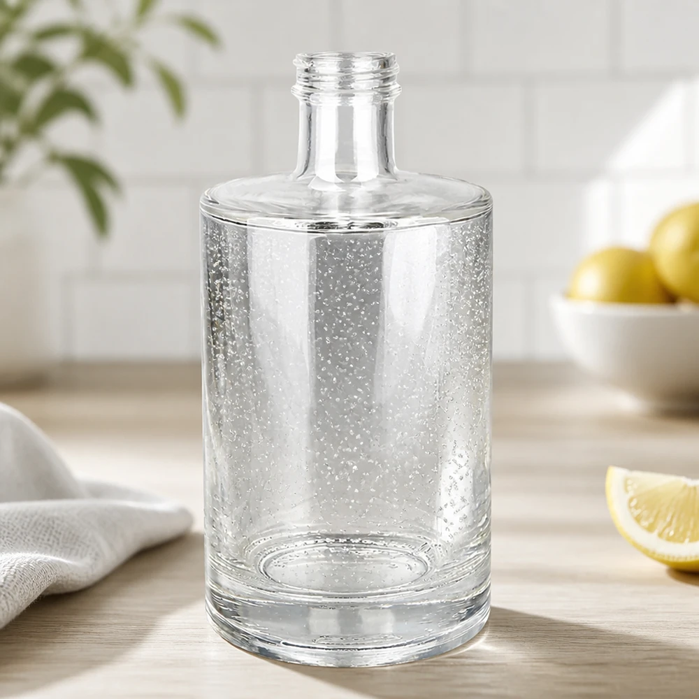 500 ml glasflaska Sam utan skruvkork UNiTWIST® 500 ml glasflaska Sam UNiTWIST med gängad hals detaljvy köksmiljö med citroner och vit bakgrund