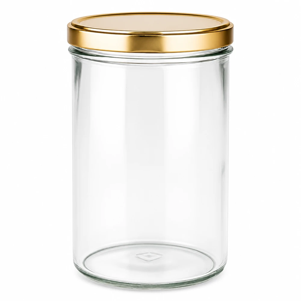 277 ml murarburk med gyllene BasicSeal-lock UNiTWIST murarburk förvaringsburk transparent