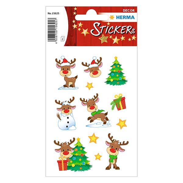 "Rudolph" klistermärken (24 klistermärken med glitter) "Rudolph" klistermärken (24 klistermärken med glitter)