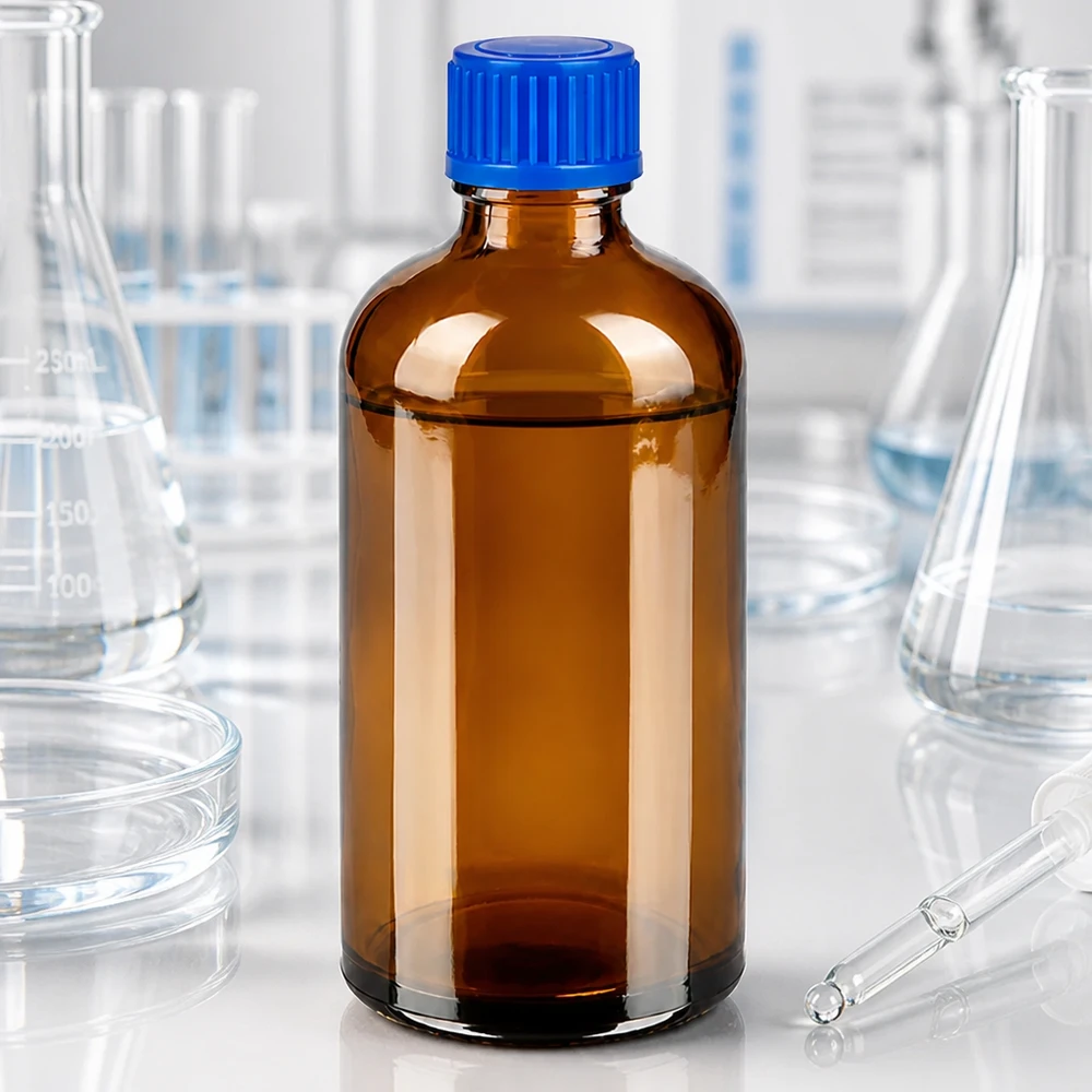 Ljusskyddsglasflaska 100ml BrownLine-serien med UV-beständigt bärnstensfärgat glas för medicinering