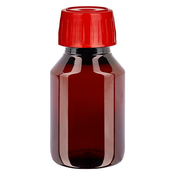 PET-flaska 50ml med avgasningslock röd PET-flaska 50ml med avgasningslock röd