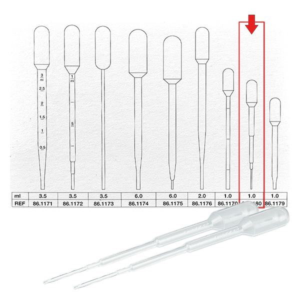 1ml överföringspipett (104x10mm) utan gradering 1ml överföringspipett (104x10mm) utan gradering