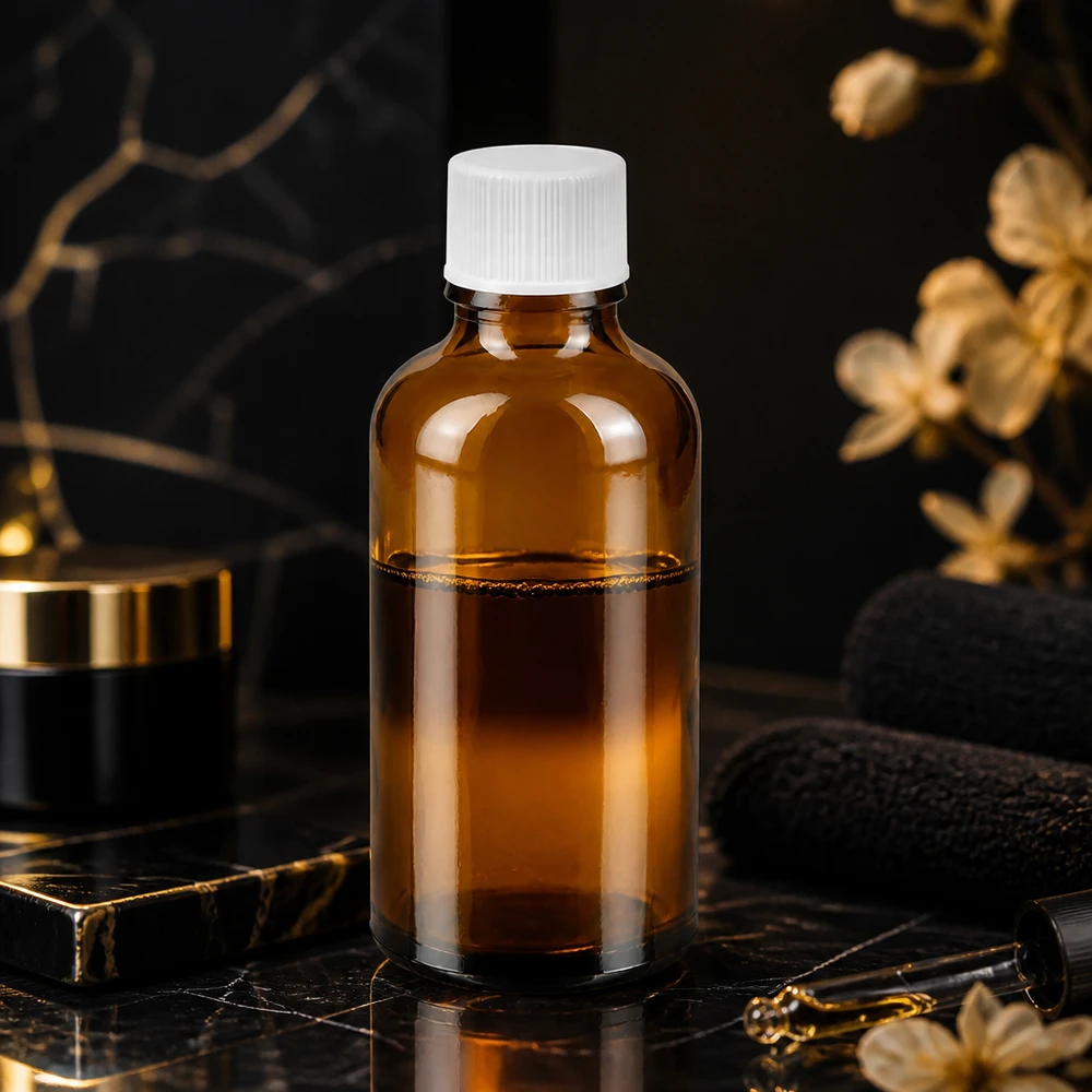 50 ml flaska 11 mm skruvkork vit Standard BrownLine UT18/50 Högkvalitativ 50 ml laboratorieflaska tillverkad av robust bärnstensfärgat glas med exakt skruvgänga