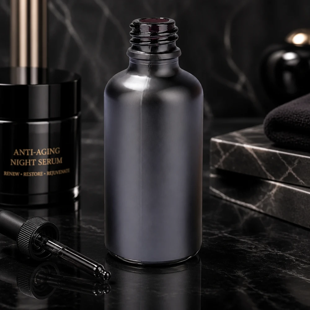 50 ml apoteksflaska BlackLine UT18/50 UNiTWIST av högkvalitativt glas för kosmetika och serum