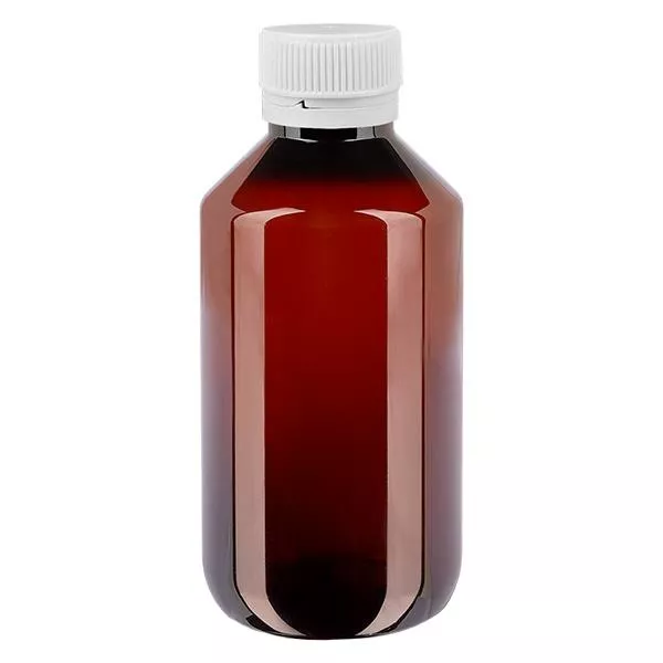 PET-flaska 100ml med vitt säkerhetslock, räfflat PET-flaska 100ml med vitt säkerhetslock, räfflat