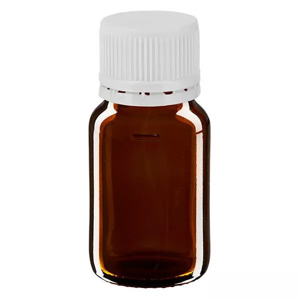 30 ml medicinflaska brun, vitt lock med manipuleringssäker ring ApoGlas 30 ml medicinflaska brun, vitt lock med manipuleringssäker ring ApoGlas