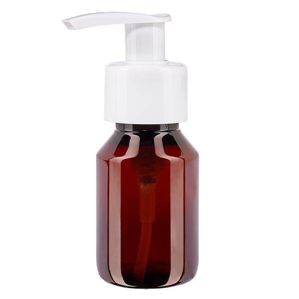 PET-flaska 50ml med dispenserpump vit PET-flaska 50ml med dispenserpump vit