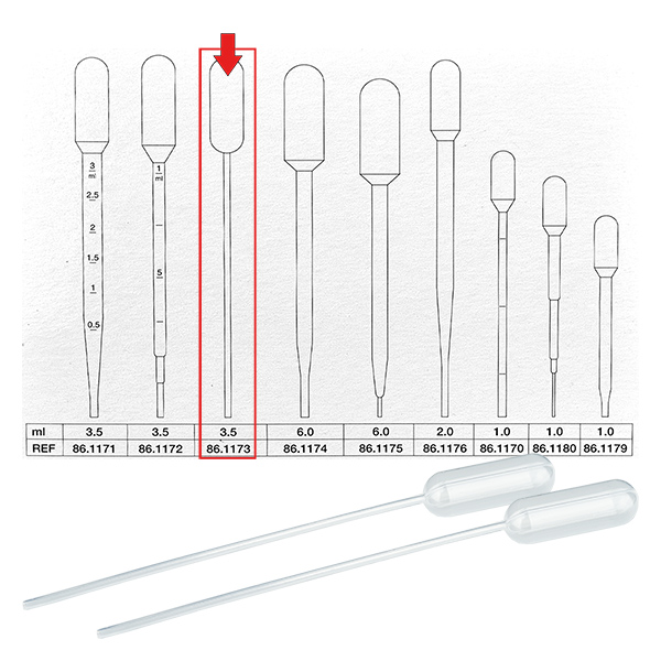 3,5 ml överföringspipett (155x12,5 mm) oh. Gradering 3,5 ml överföringspipett (155x12,5 mm) oh. Gradering