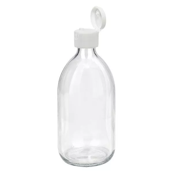 500ml medicinflaska klar, med flip-top lock ApoGlas