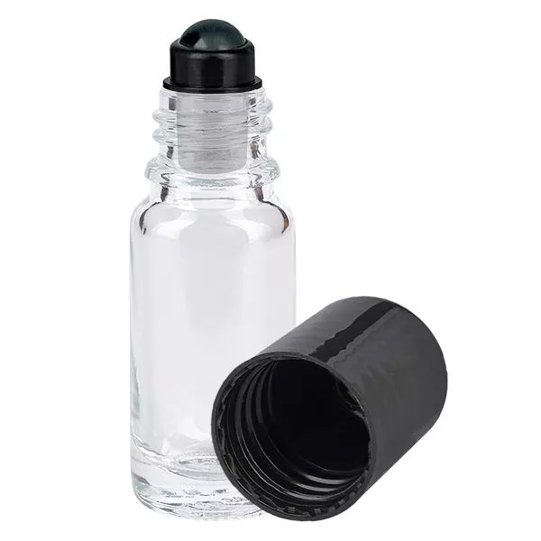 Apoteksflaska klar 10ml roll-on lock svart Apoteksflaska klar 10ml roll-on lock svart